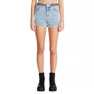 BB Dakota by Steve Madden Womens Feeling Extra Studded Denim Shorts XS nwt